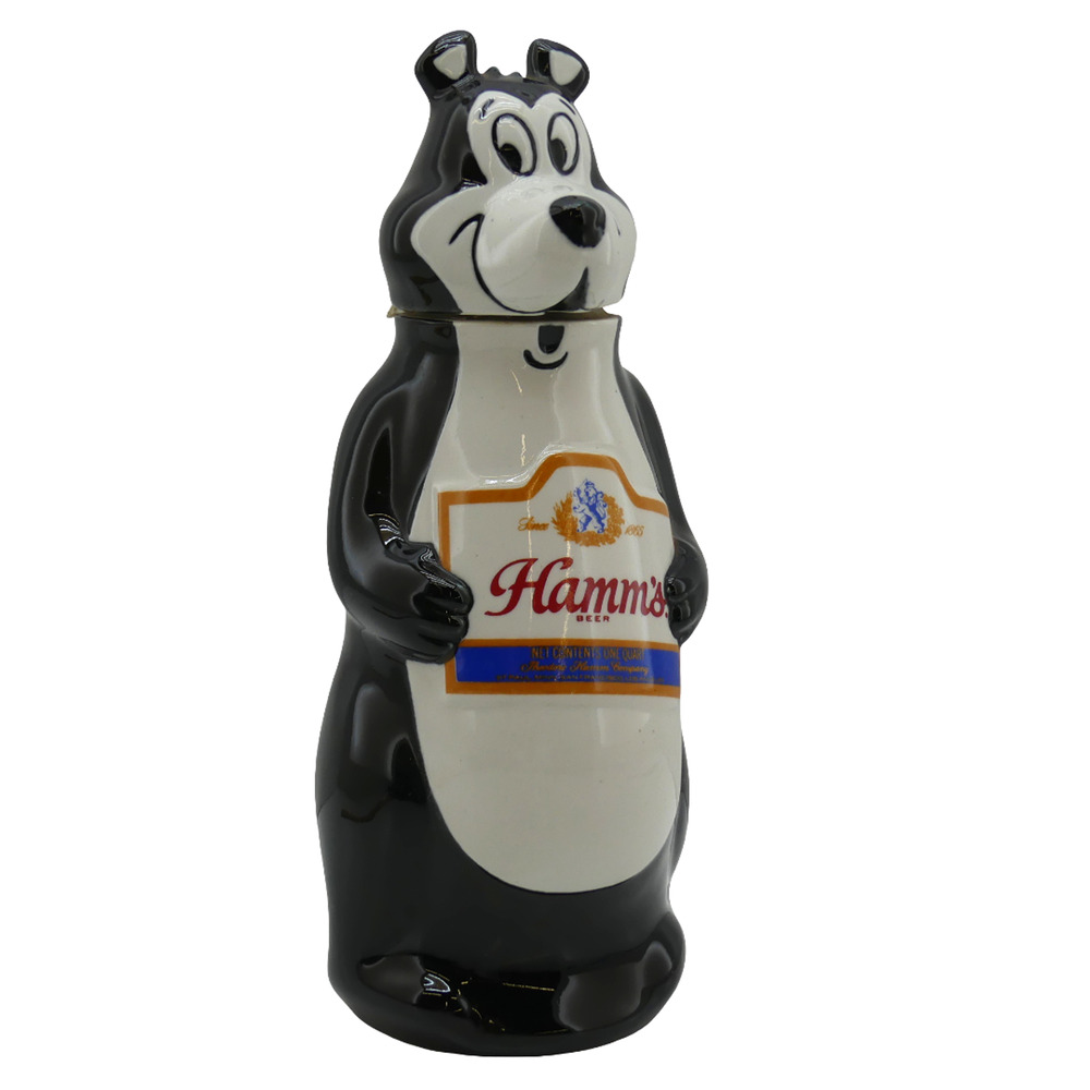 Vintage 1972 Ceramarte Hamm's BWG Beer Decanter Bear Liquor Bottle w/ Lid Bar